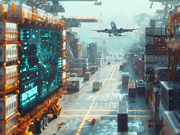 繁忙的机场货运区